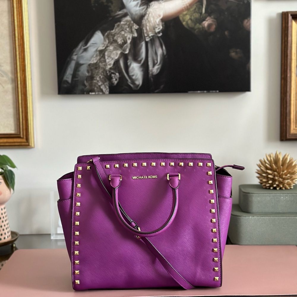 Michael Kors Selma Stud Pomegranate Tote
